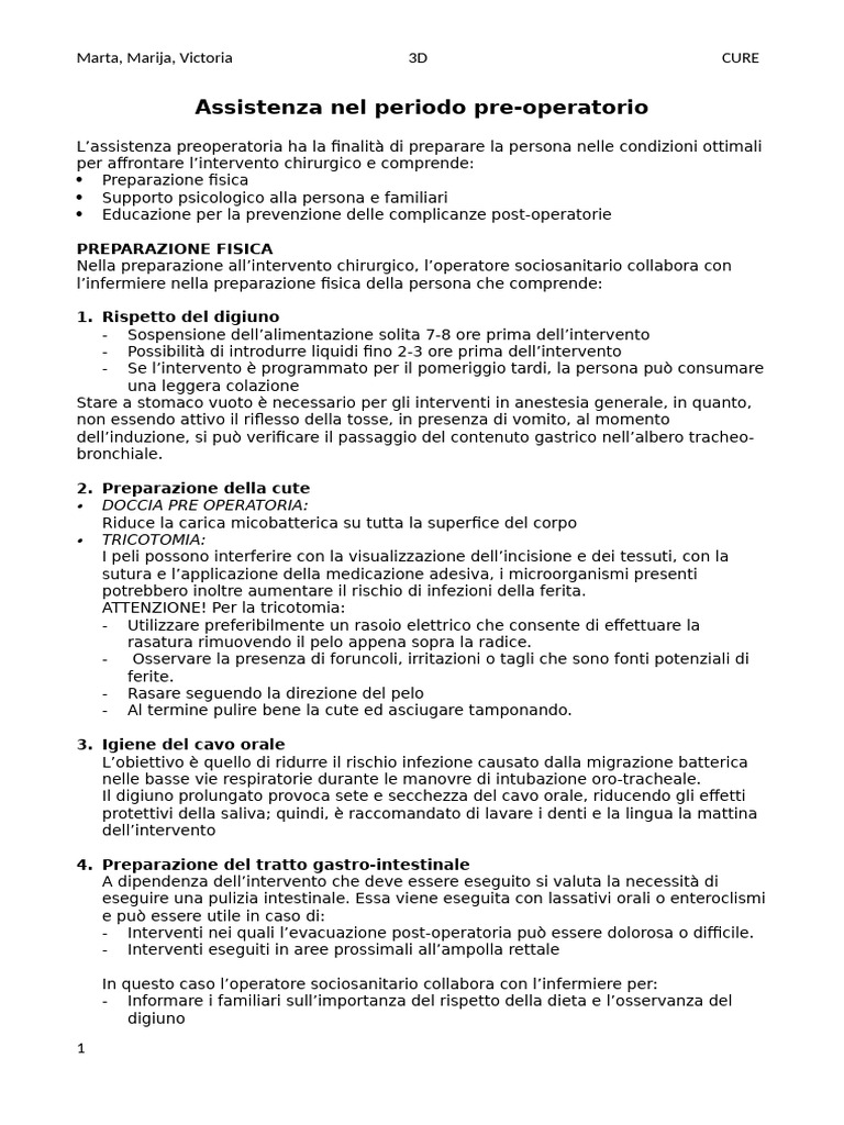 Assistenza Nel Periodo Pre | PDF