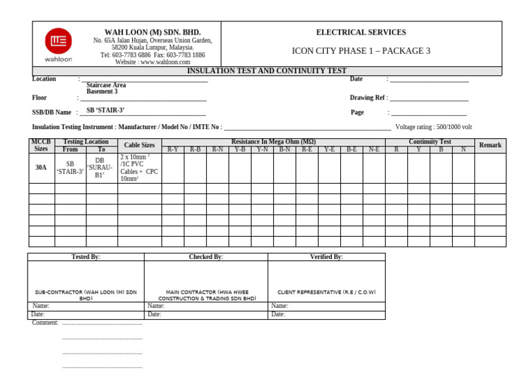 Electrical Testing Report for Icon City | PDF | Electrical Resistance ...