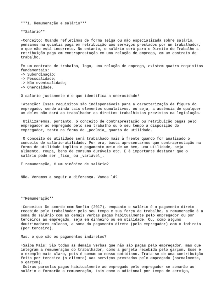 Diferença entre Salário e Remuneração | PDF | Salário | Gorjeta