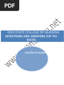 EDO STATE COLLEGE OF NURSING PAST QUESTIONS AND ANSWERS (Updated Copy)