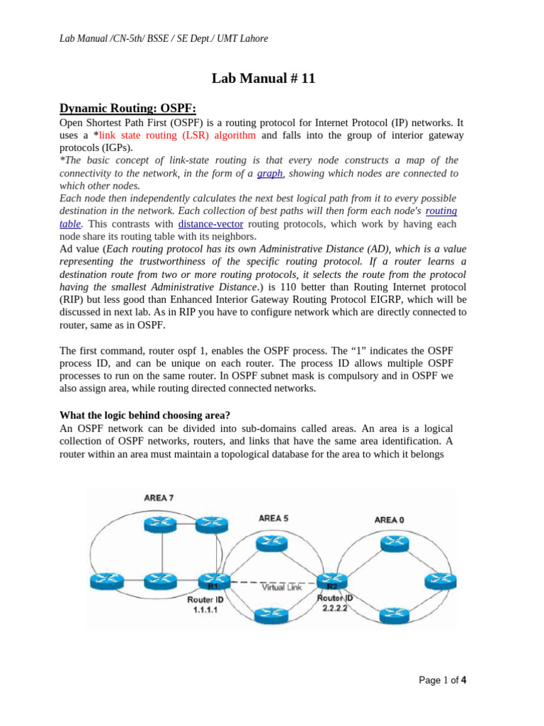 OSPF Dynamic Routing Lab Manual | PDF | Routing | Router (Computing)
