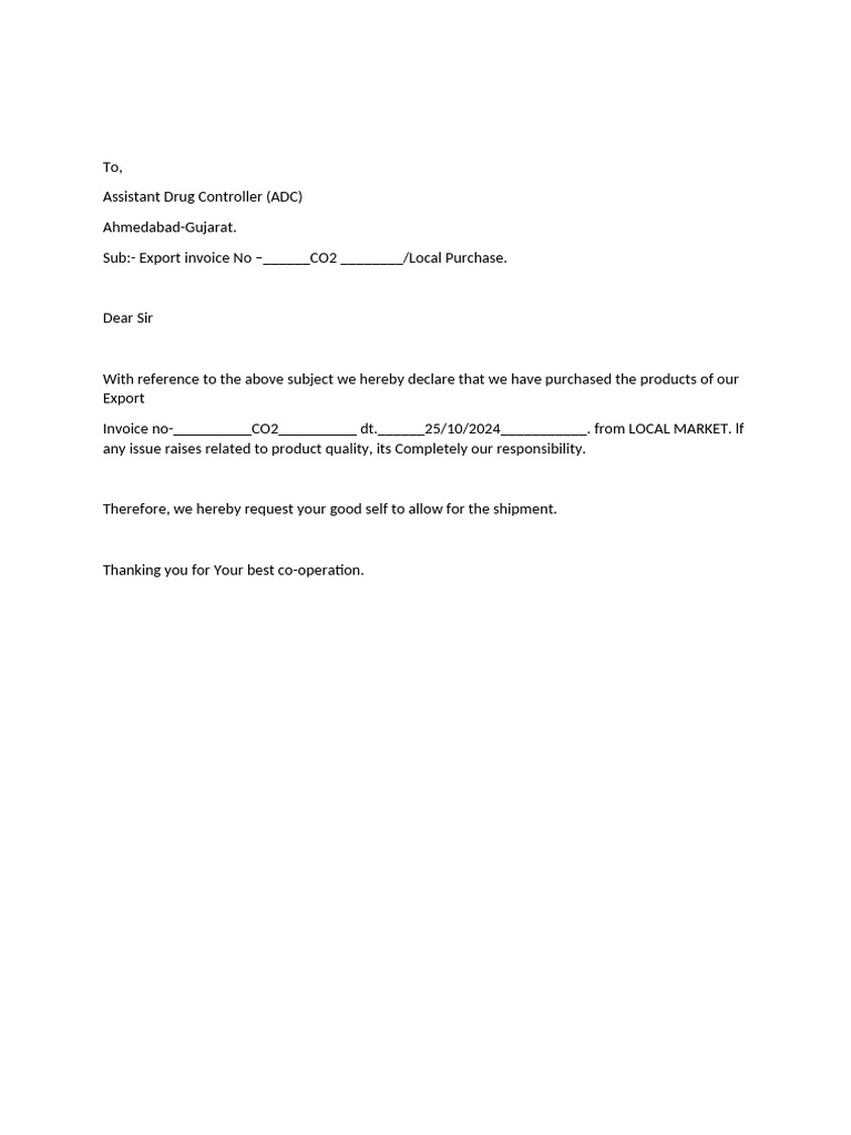 Local Market Purchase Letter | PDF | Technology & Engineering