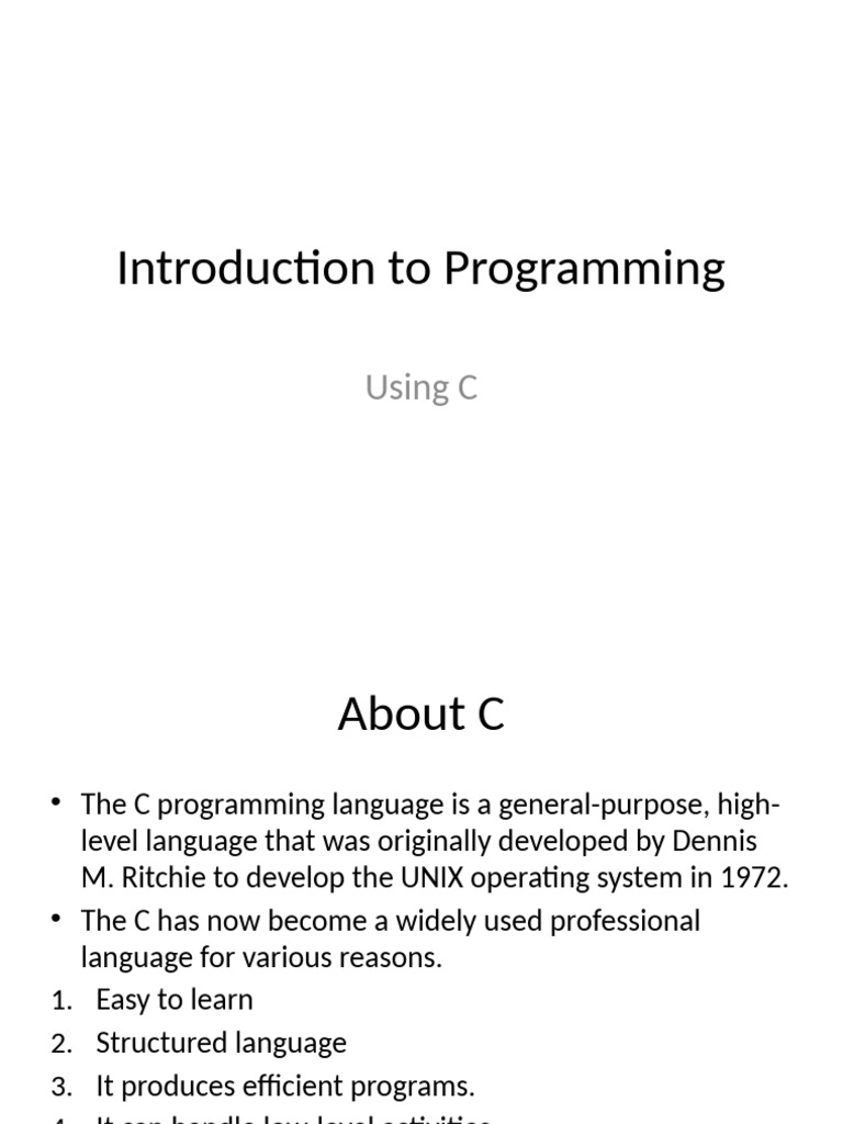Cuitm114 Lecture2 Intro To C | PDF | C (Programming Language) | Programming