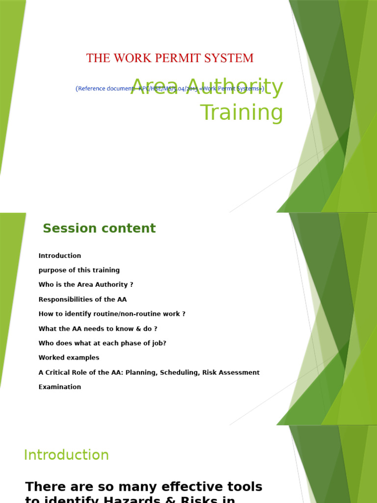 Area Authority Training Overview | PDF | Safety | Occupational Safety ...