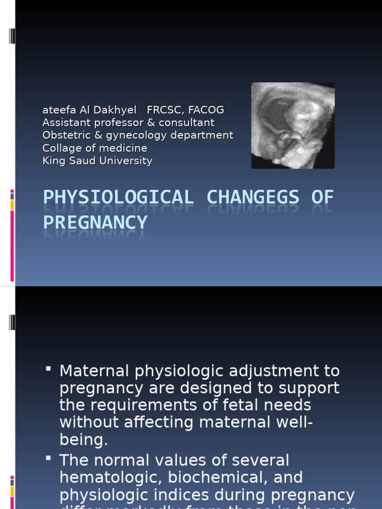 Physiological Changes During Pregnancy | PDF | Blood Pressure | Kidney