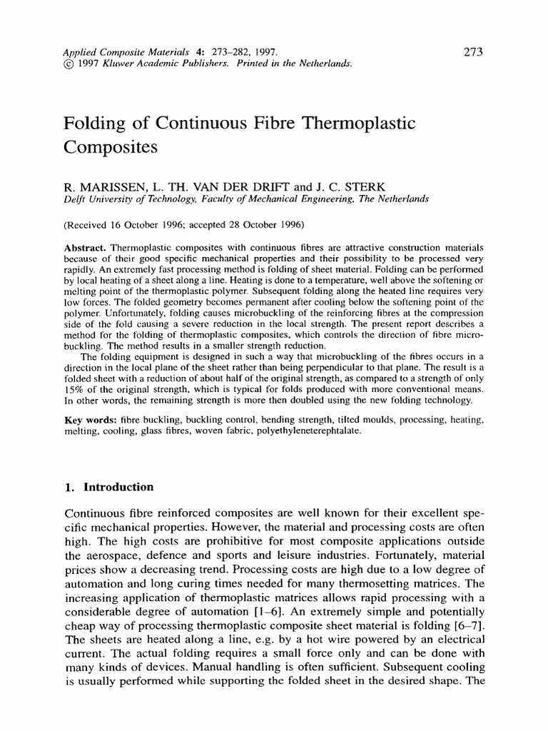 Folding Techniques for Thermoplastic Composites | PDF | Composite ...