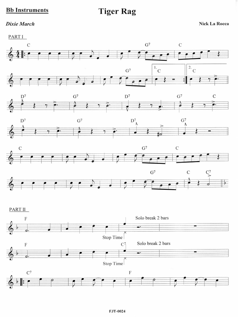 Bb Instruments: Tiger Rag Sheet Music | PDF