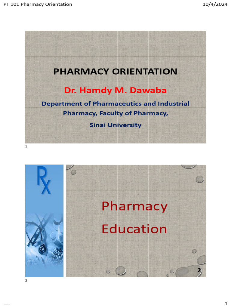 Pharmacy Orientation Overview 2024 | PDF | Pharmacy | Medicinal Chemistry