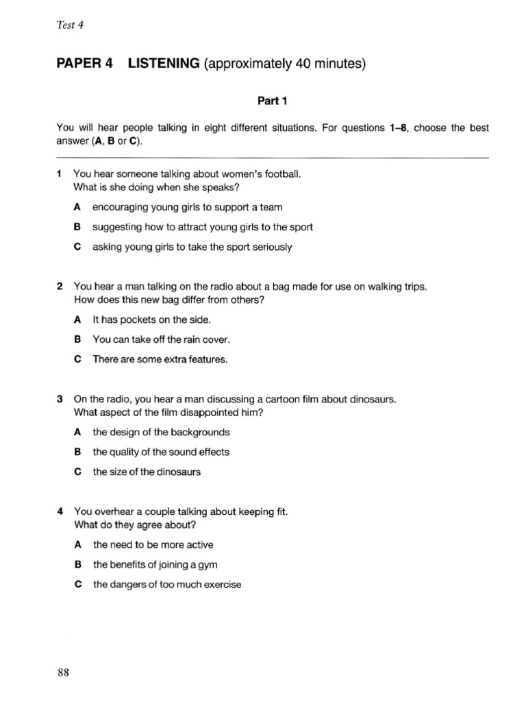 FCE 1 Test 4 Lis | PDF