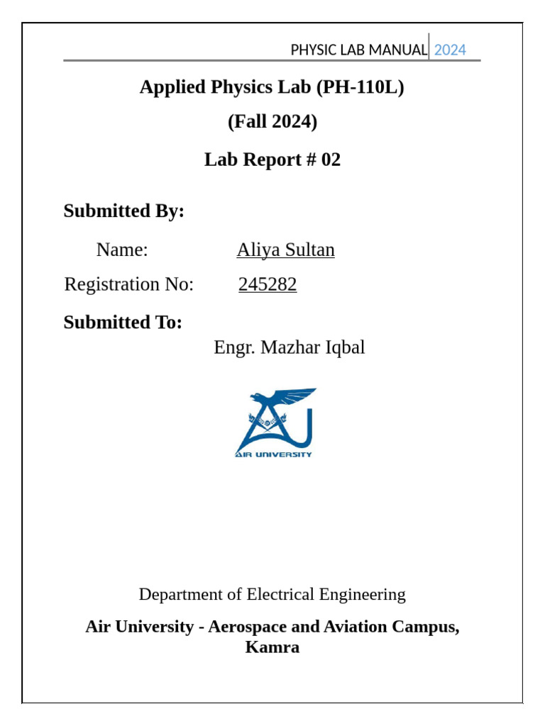 Applied Physics Lab Report #02 | PDF | Metrology