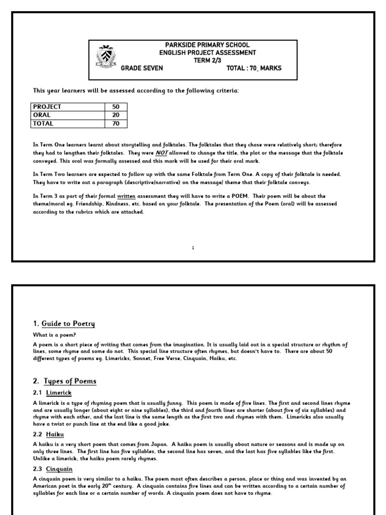 2020 Eng Project Pdf Poetry Rhyme