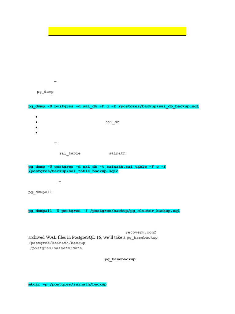PostgreSQL Backup and Recovery Guide | PDF | Postgre Sql | Databases