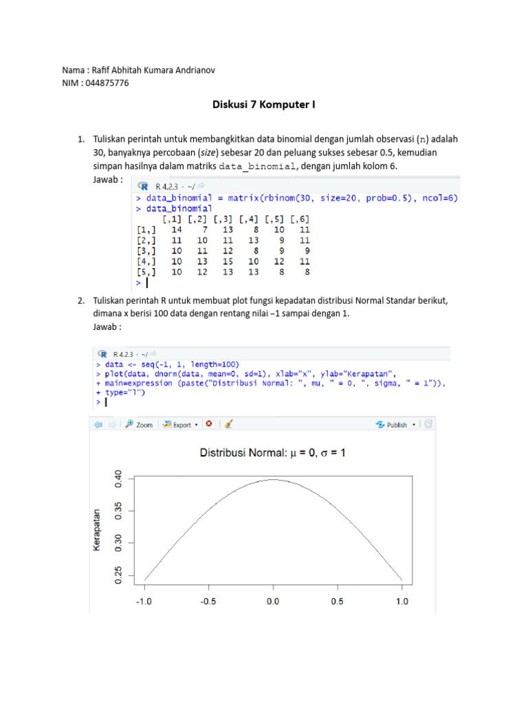 R Perintah untuk Data Binomial dan Plot Normal | PDF | Metode & Bahan ...