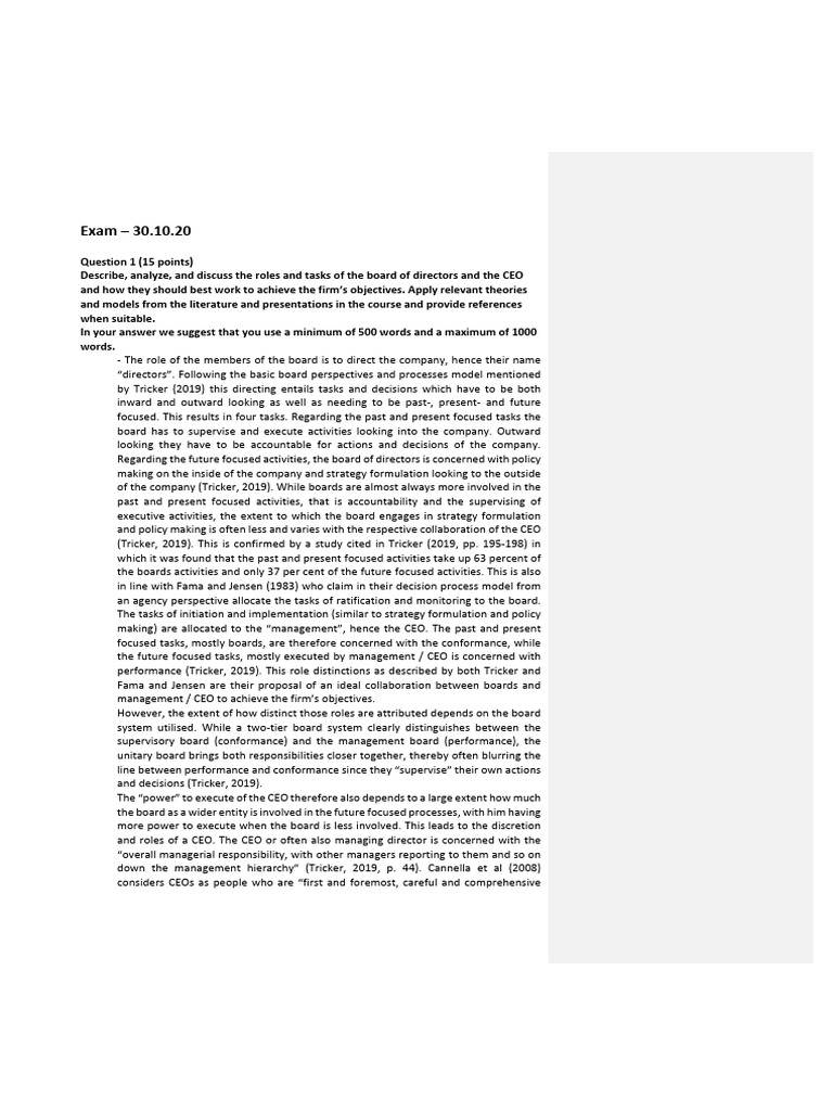 Board of Directors and CEO Roles Explained | PDF | Audit | Audit Committee