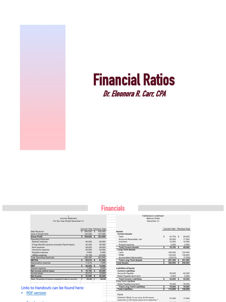 Financial Ratios Analysis for Ferrara's Company | PDF | Equity (Finance ...