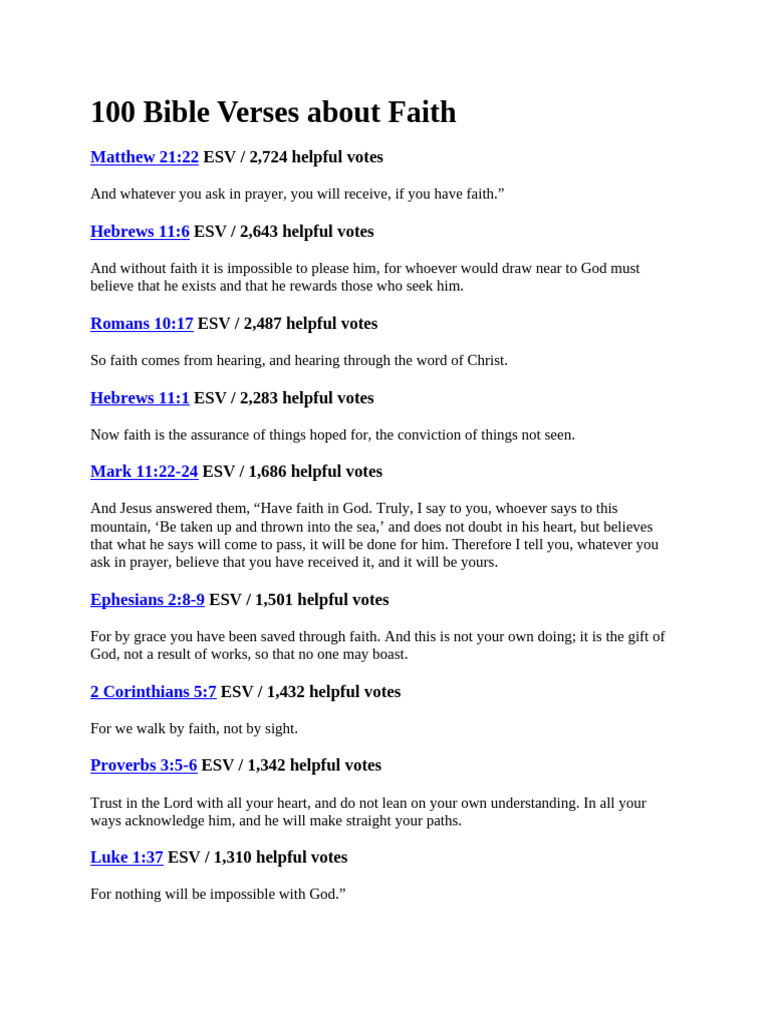 100 Bible Verses on Faith Explained | PDF | Faith | Jesus