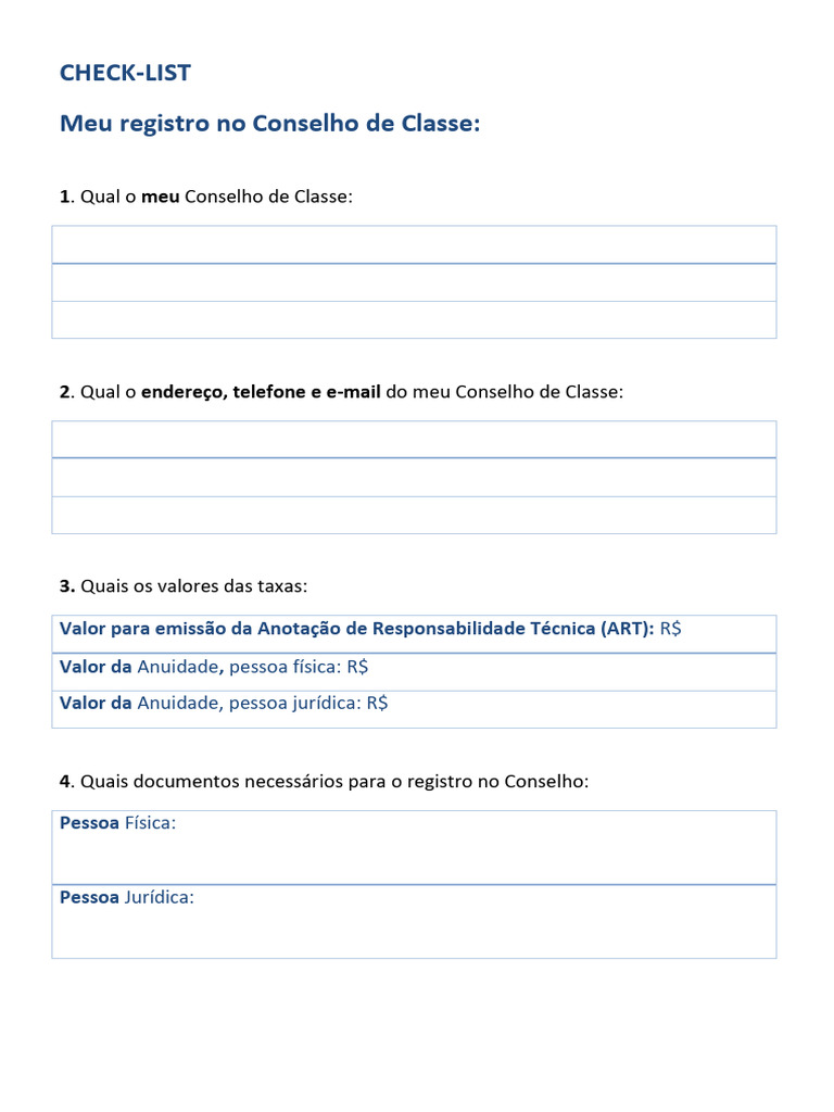 08+Check+List+ +Registro+Classe | PDF | Finanças e Administração de ...
