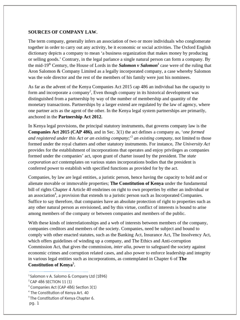 Sources of company law pdf partnership law of agency