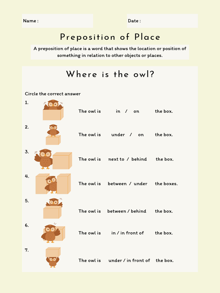 Preposition of Place English Worksheet in Beige - 20241105 - 073441 ...