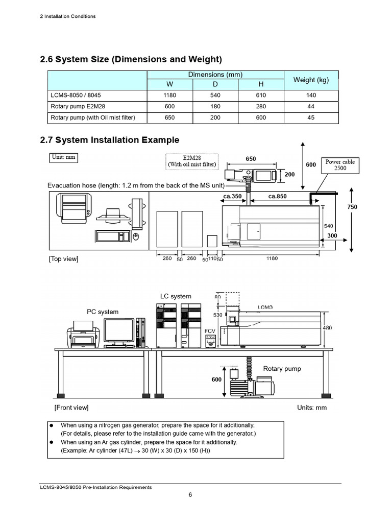 LCMS-8045/8050 Installation Specs | PDF