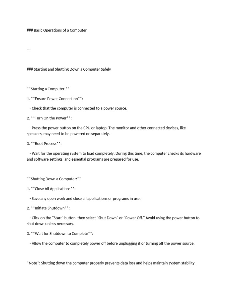 Basic Computer and Word Processing Guide | PDF | Microsoft Word ...