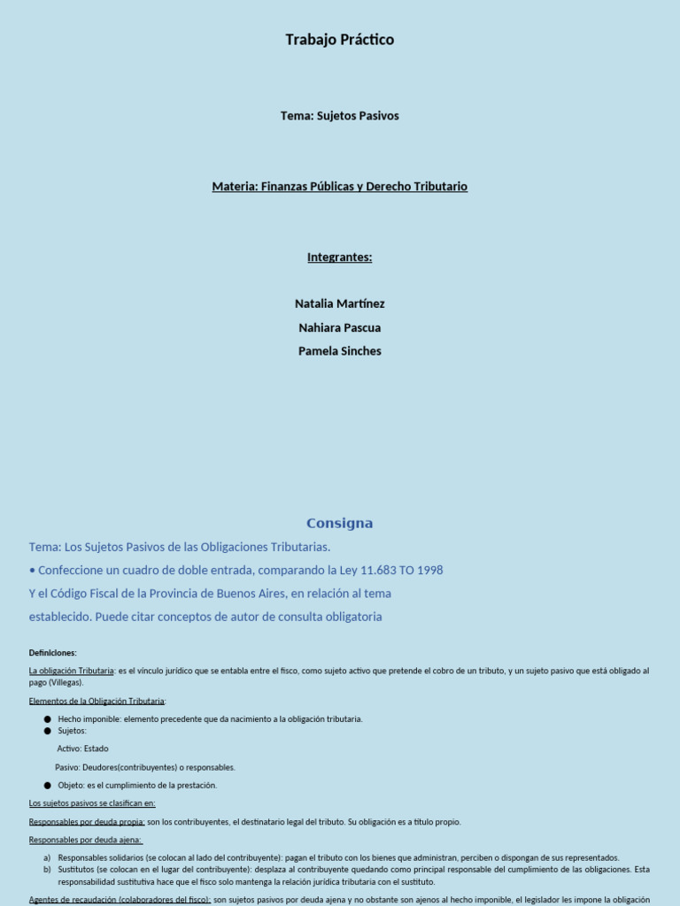 Sujetos Pasivos en Obligaciones Tributarias | PDF | Impuestos | Justicia