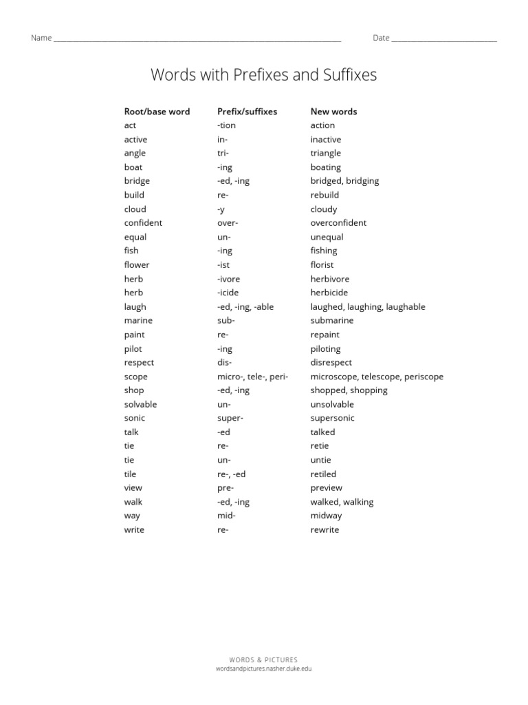 Prefixes and Suffixes Guide | PDF