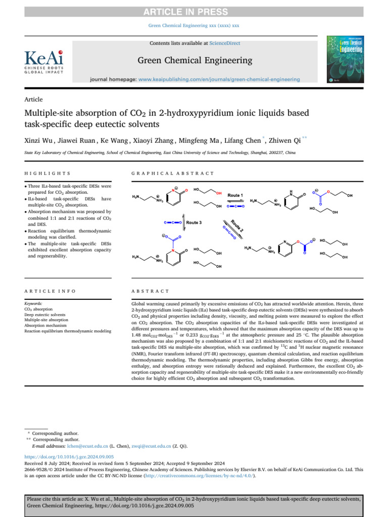 Multiple-Site Absorption of CO2 in 2-Hydroxypyridium Ionic Liquids ...