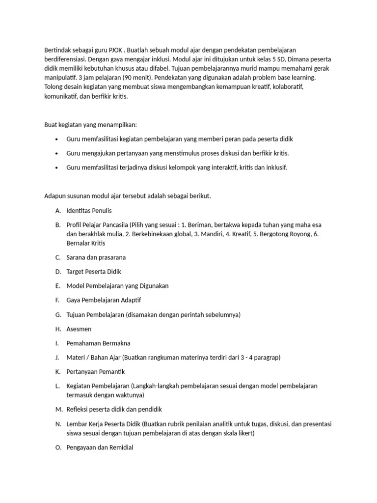 Promp Modul Ajar Pjok | PDF