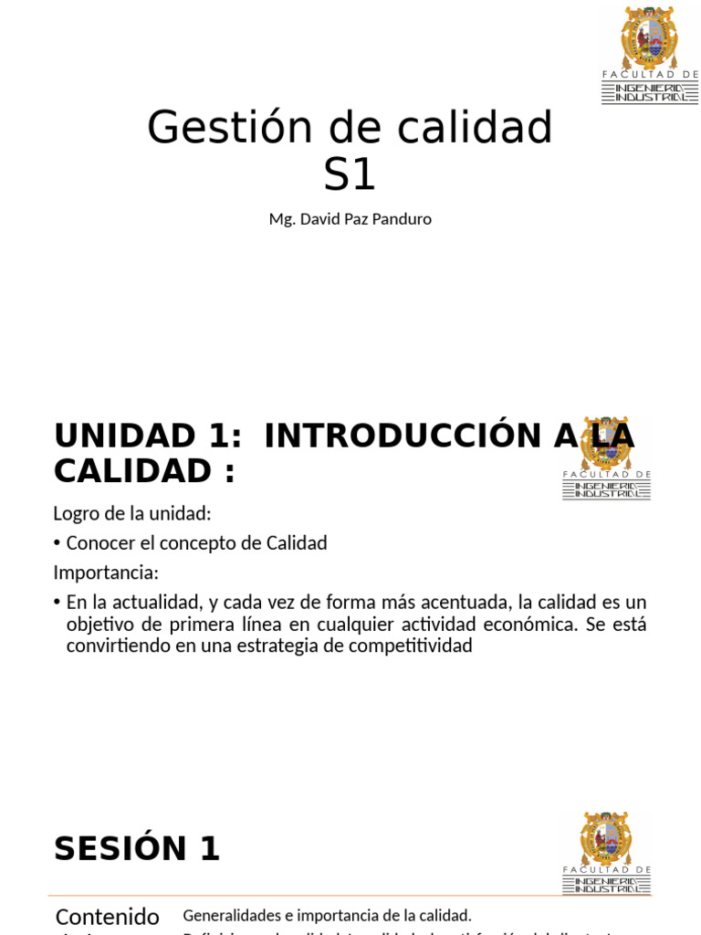 Diapositiva 1 Gestión de La Calidad | PDF | Calidad (comercial ...