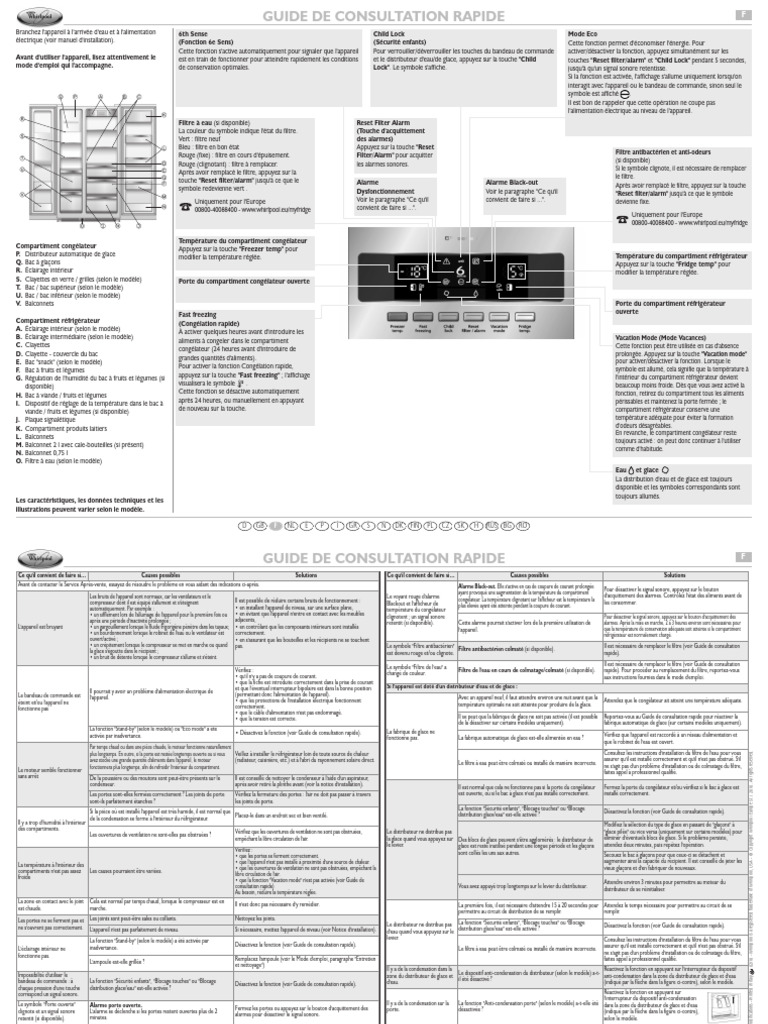 Frigo Whirlpool 6 Sense Notice