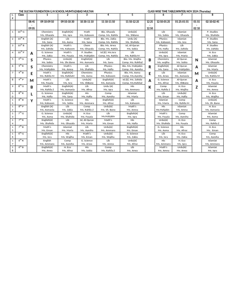 Al Rowad Winter Timetable 2024 | PDF