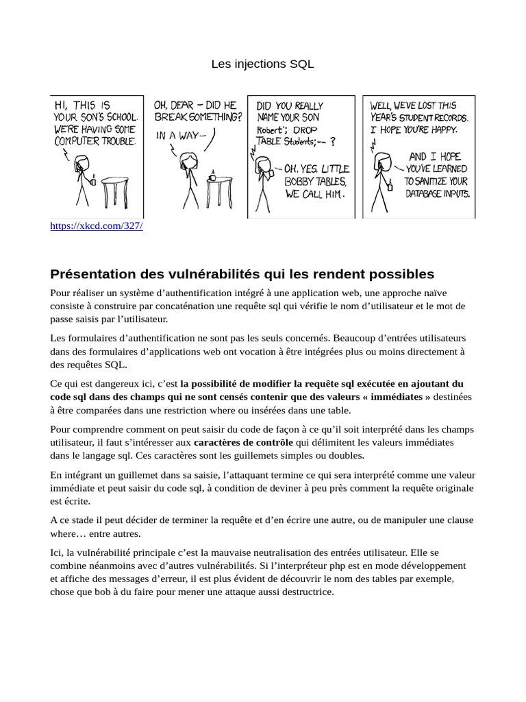 Vulnérabilités des Injections SQL | PDF | SQL | Informatique