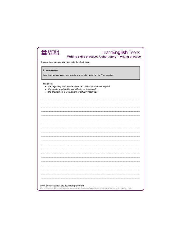 A Short Story - Writing Practice | PDF | Self-Improvement