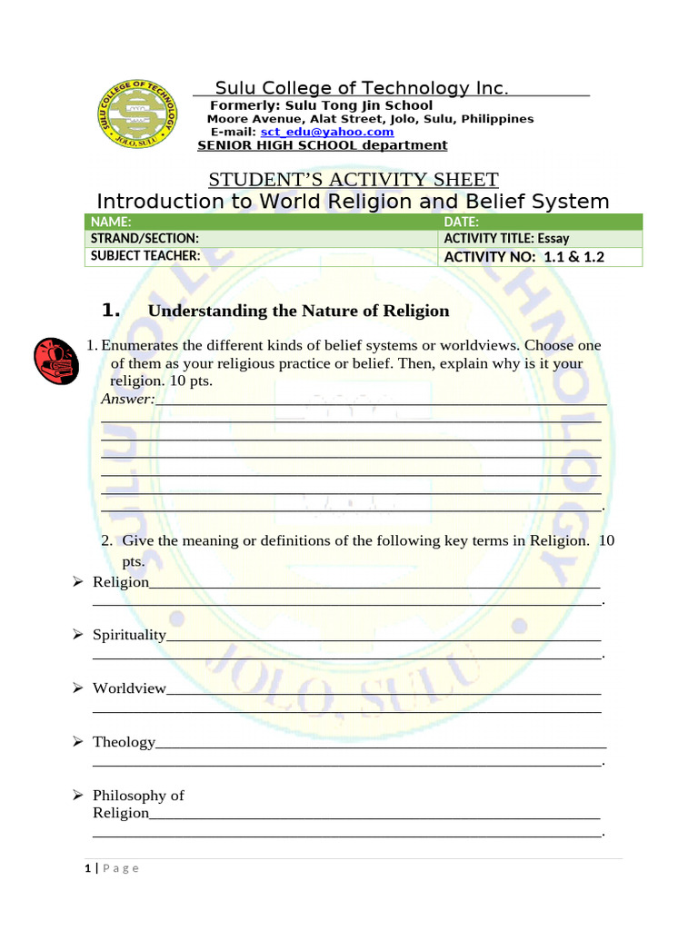 Wrbs activity sheet 2 pdf shinto religious faiths