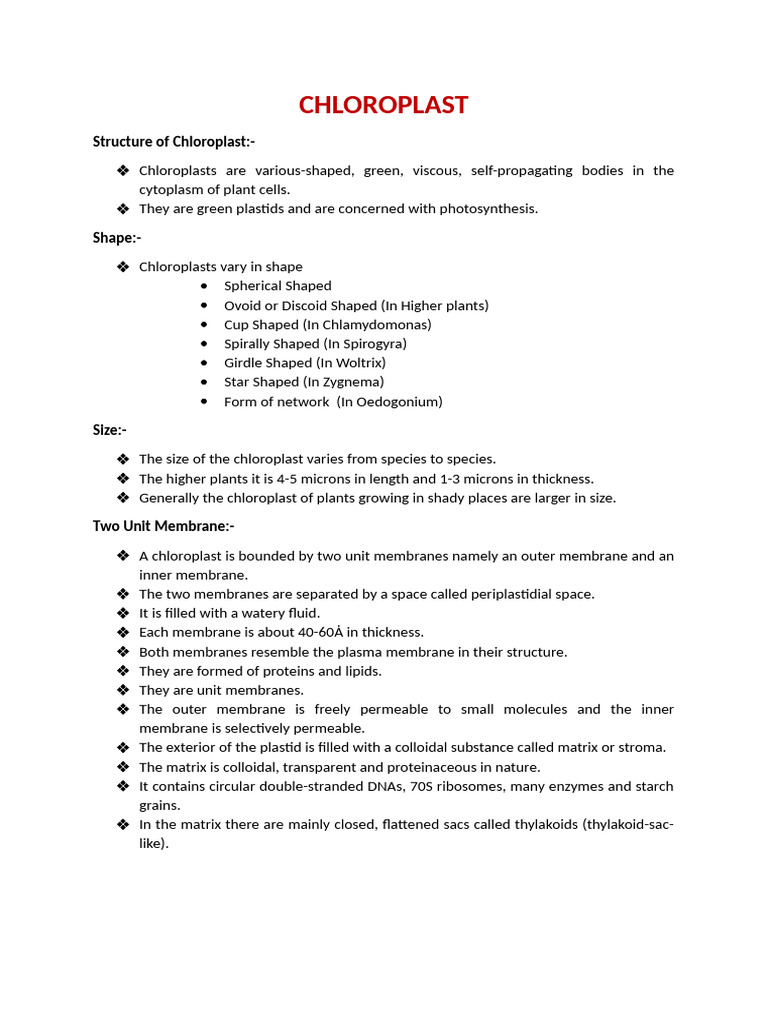 CHLOROPLAST | PDF