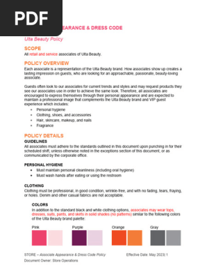 Ulta Beauty Dress Code Policy 2023 | PDF | Shoe | Sweater