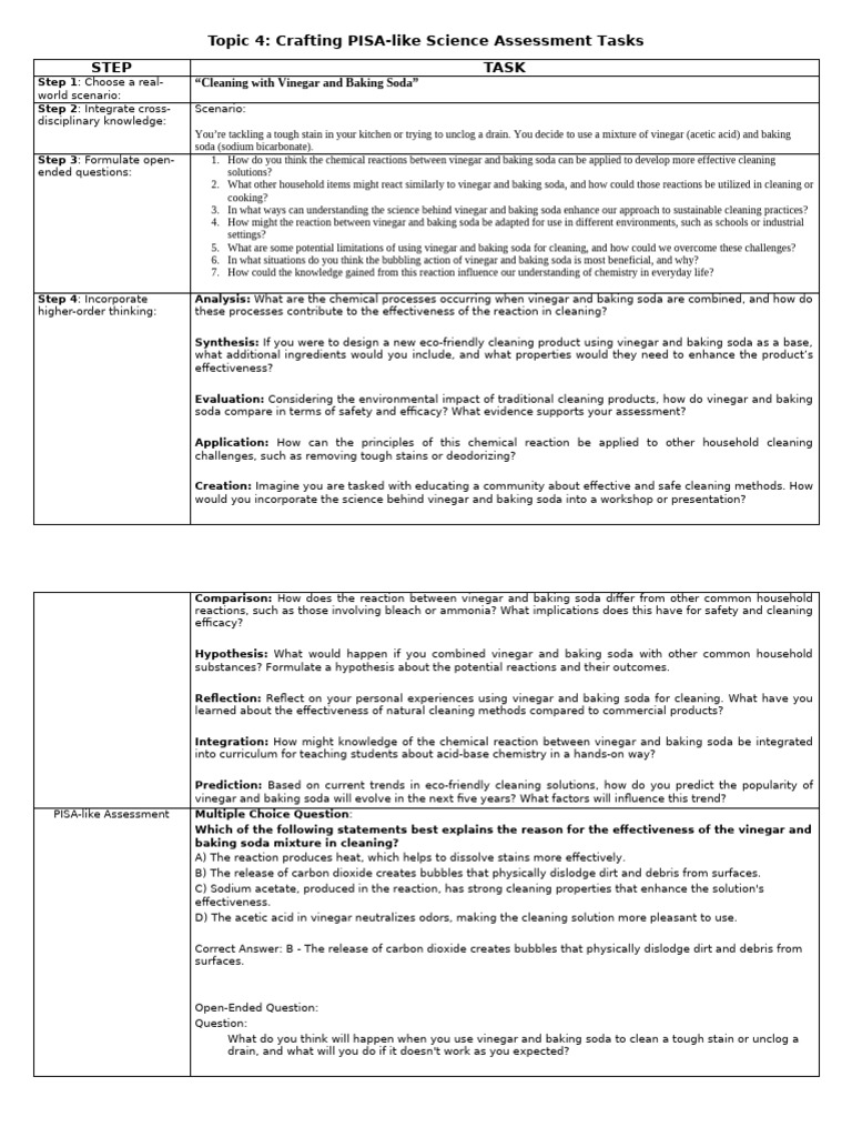 PISA Assessment: Vinegar and Baking Soda | PDF | Sodium Bicarbonate ...
