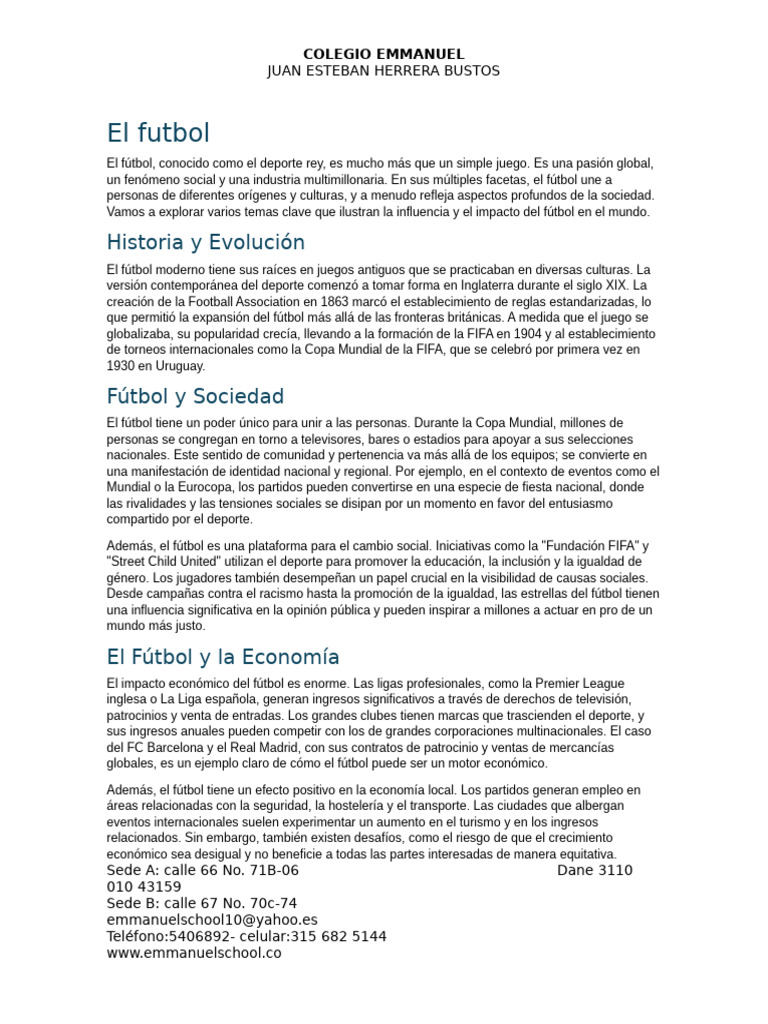 El Futbol | PDF | Asociación de Futbol | Deportes