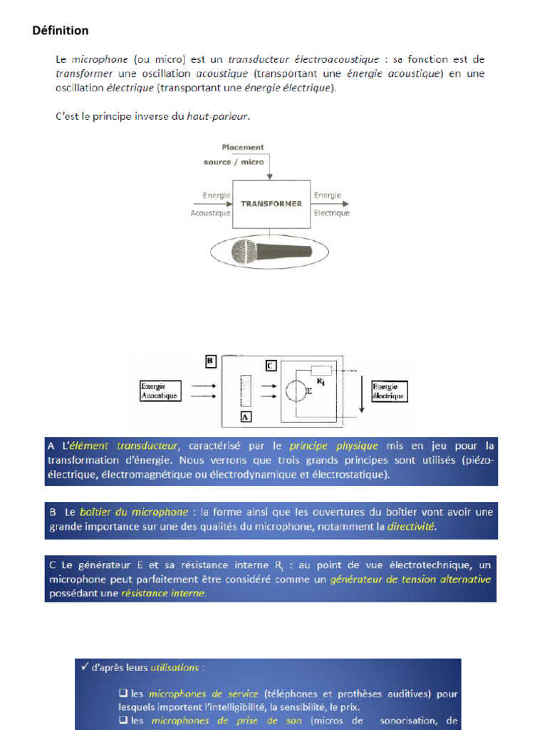 Types de microphones et leur fonctionnement | PDF | Microphone ...