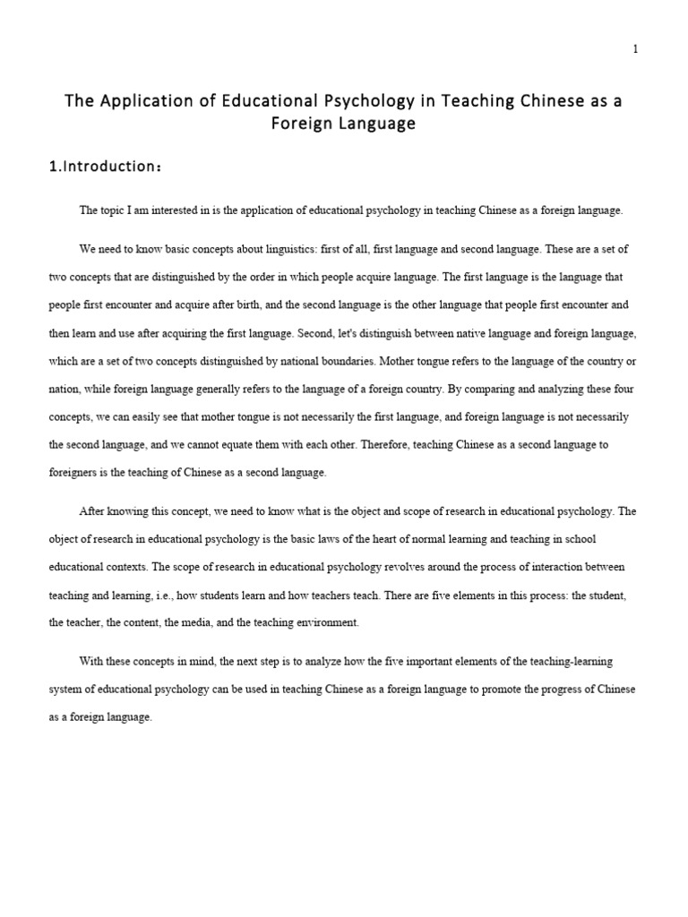 Educational Psychology in Chinese Teaching | PDF | Second Language ...