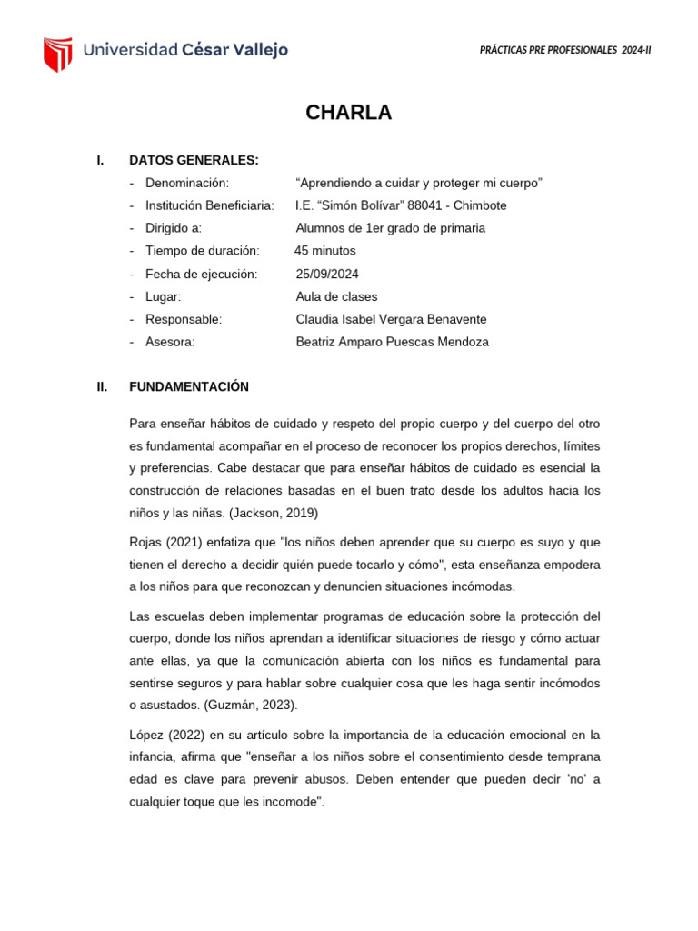 Esquema de Charla | PDF | Educación sexual | Abuso infantil