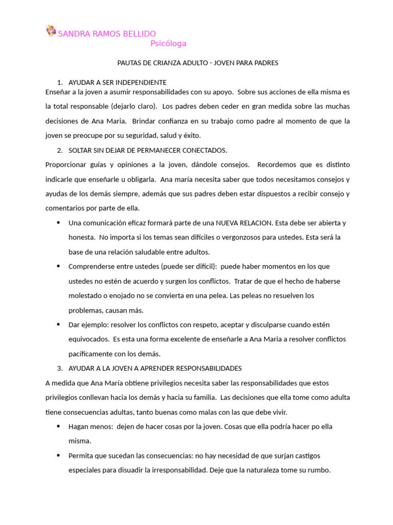 PAUTAS DE CRIANZA ADULTO Joven | PDF