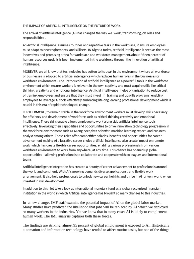 AI's Impact on Future Work Dynamics | PDF | Artificial Intelligence ...