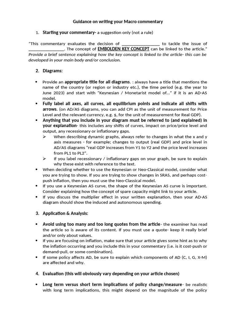 Writing Your Macro Commentary 1 | PDF | Inflation | Keynesian Economics