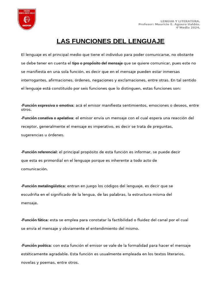 Ejercicios sobre funciones del lenguaje | PDF | Comunicación