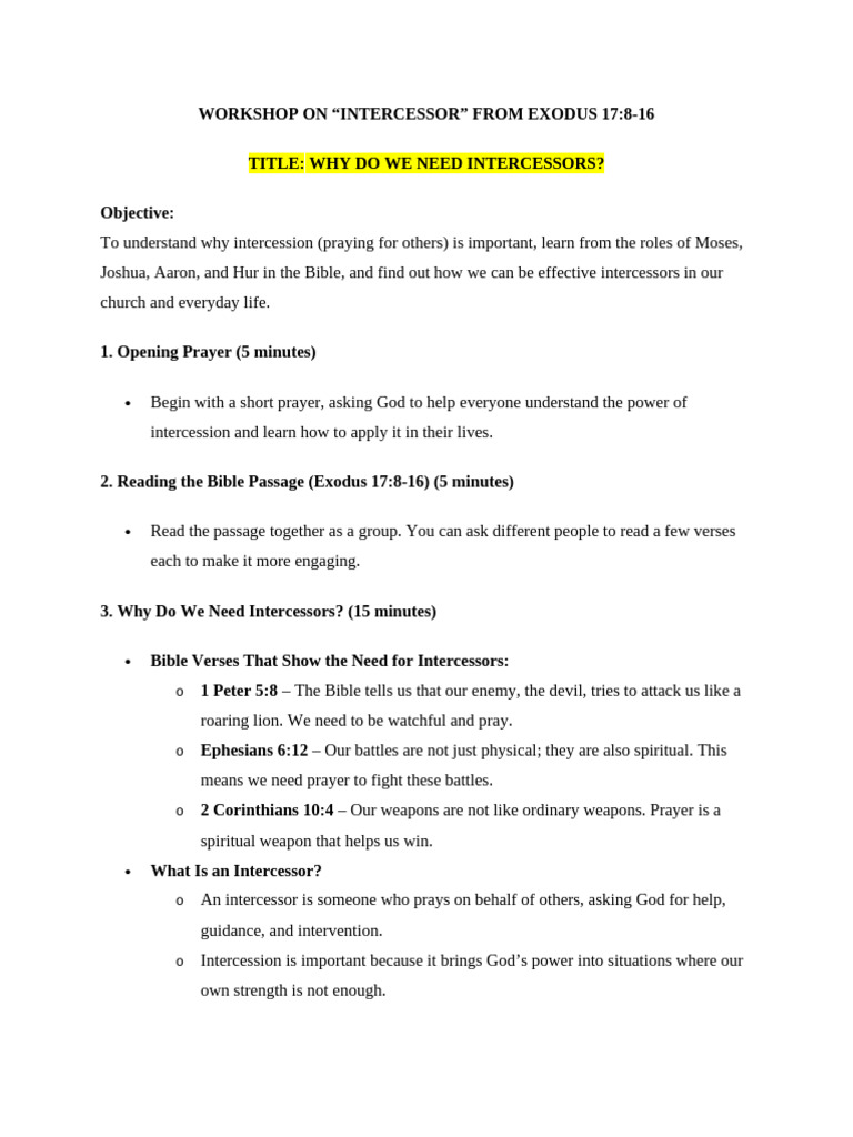 Importance of Intercessors in Prayer | PDF | Intercession | Aaron