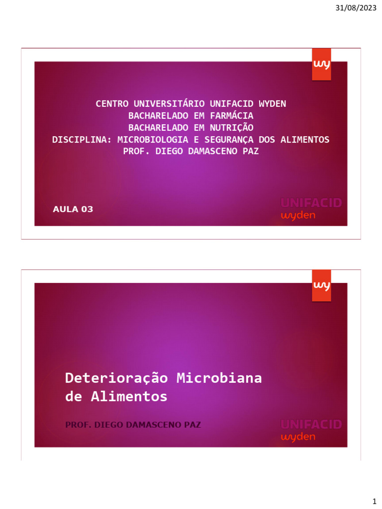 Deterioração Microbiana de Alimentos | PDF | Carne | Microrganismo