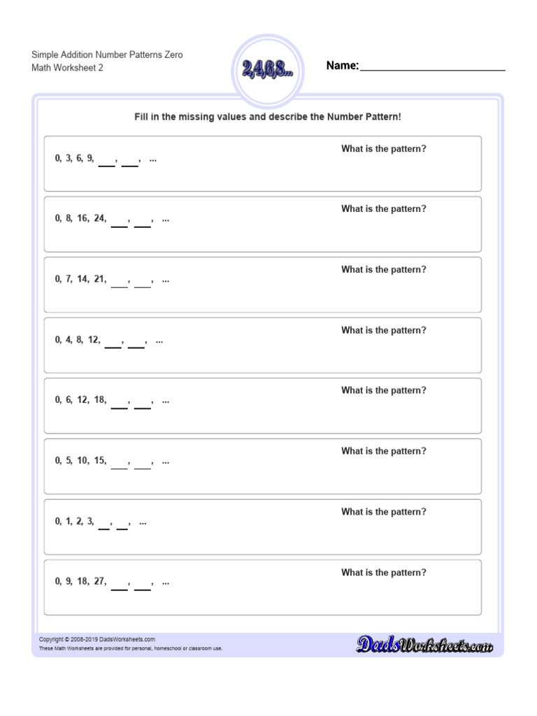 Simple Addition Patterns Worksheet | PDF