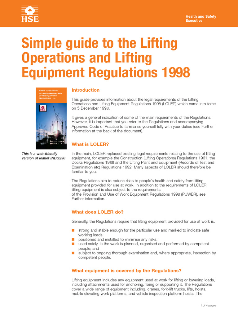 LOLER Guide | PDF | Working Conditions | Workplace